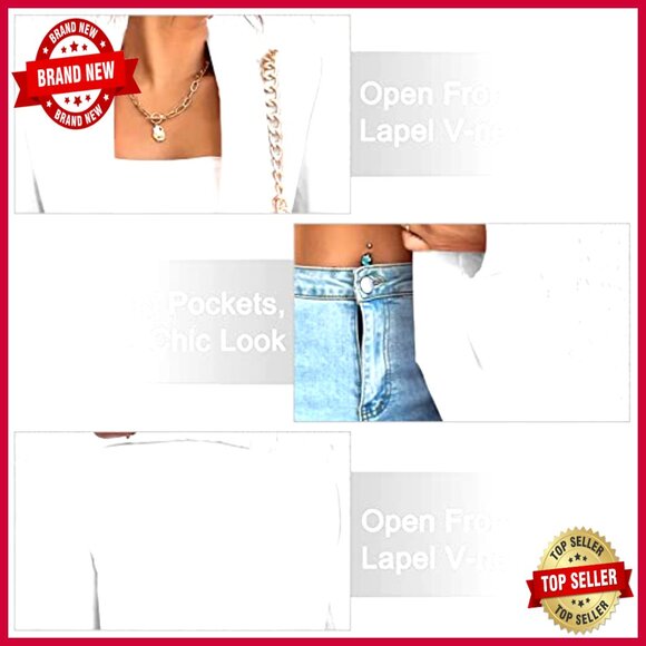 Long Sleeve Blazer Cardigan Button Front Lapel Pockets Business Casual - Picture 6 of 7